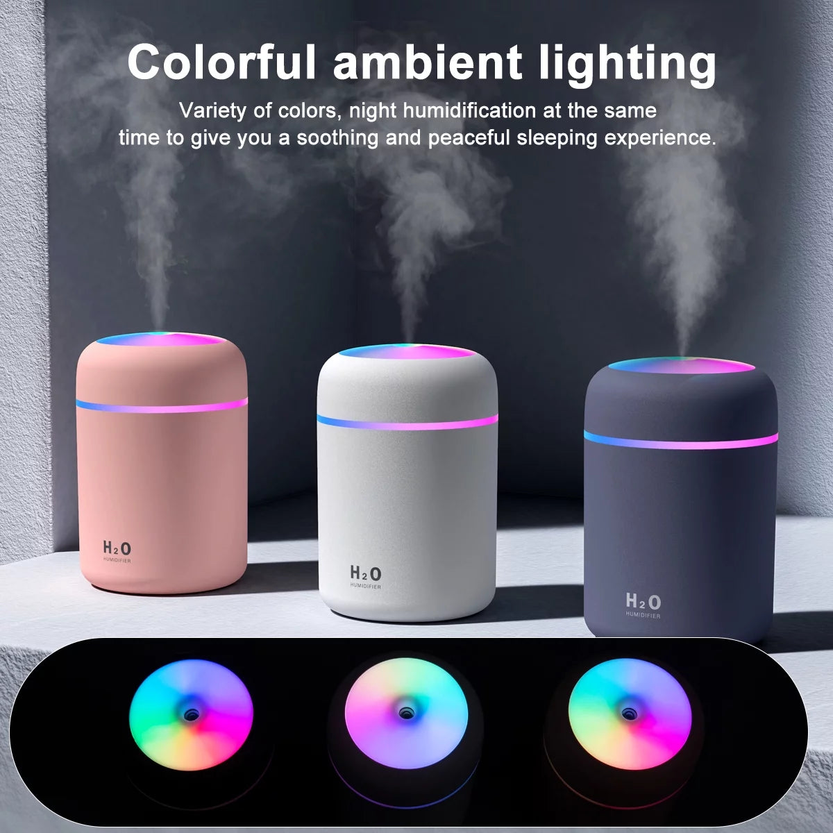 Portable Mini Humidifier, 300Ml Small Cool Mist Humidifier, Quiet Humidifier for Car-Black